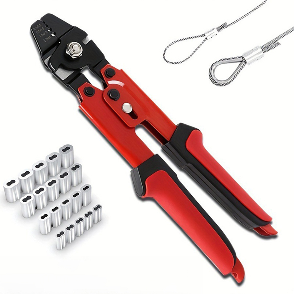 Sleeved Cable Kit - Wire Rope Crimping Pliers Aluminum Ferrules-Accommodates