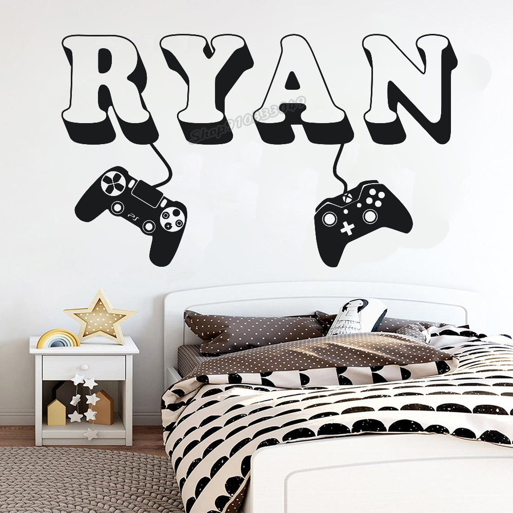 Gaming Accessories Room - Gamer wall Sticker Custom Name Controller