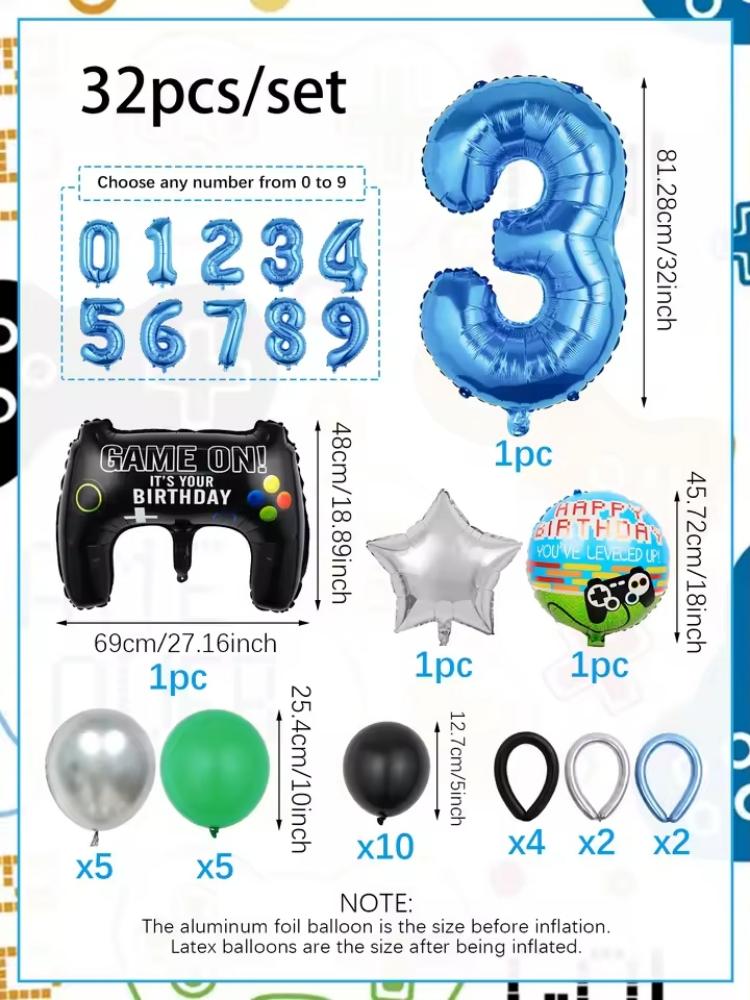 32PCS Game Theme Birthday Numb - Gaming Accessories Room 评论和价格